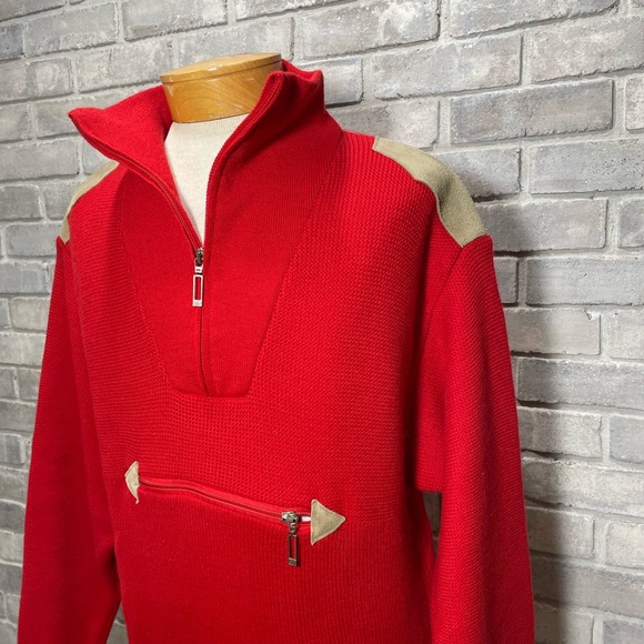 Vintage 80s Monod Sports - Half Zip Anorak Pocket - Wool Blend Sweater - Size L - Picture 3 of 11